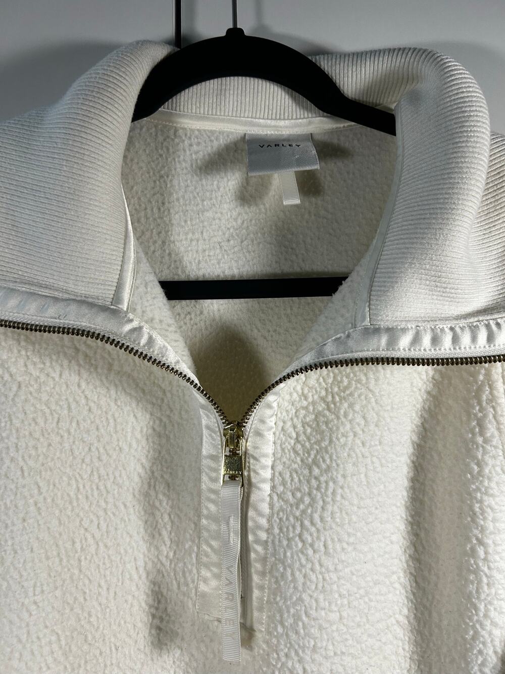 Varley Parnel Half Zip Fleece Egret Women’s S Sherpa Cinch Waist $168